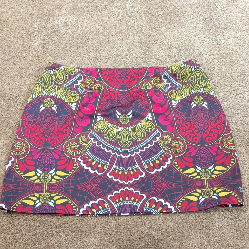 Athleta Vibrant Red and Yellow Mini Skirt